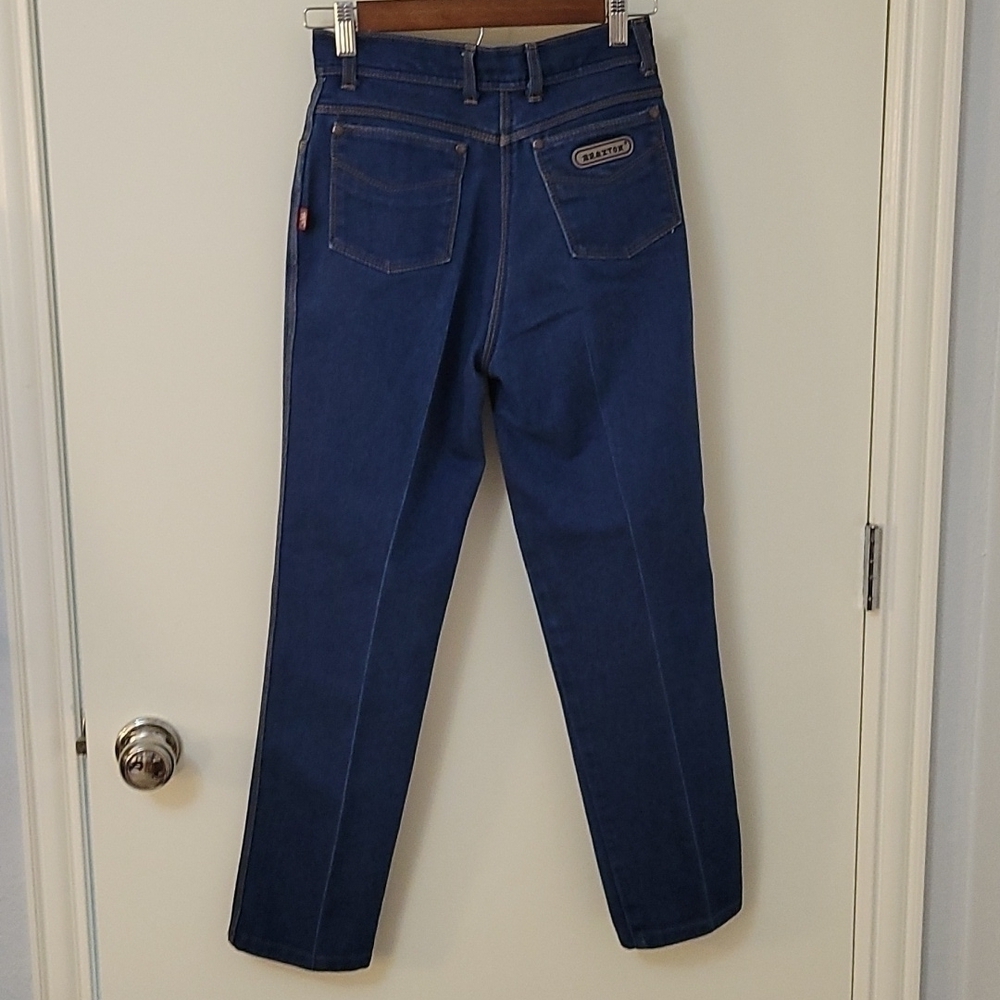 Vtg BRAXTON 1980s Junior High Rise Stretch Blue Denim Ankle Jeans Size 0 - 2 - Picture 4 of 11